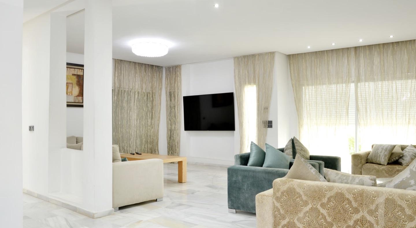 Living room with fireplace
